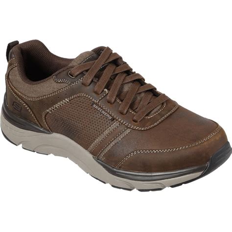 Skechers Mens Relaxed Fit: Sentinal - Lunder Dark Brown Leather Lace-Up Sports Shoes 66293 ...