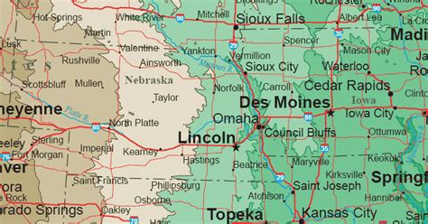 Central Plains Map Regional City | Maps of the United States