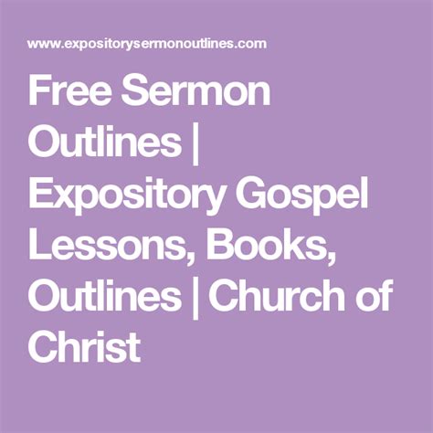 Free Sermon Outlines | Expository Gospel Lessons, Books, Outlines ...