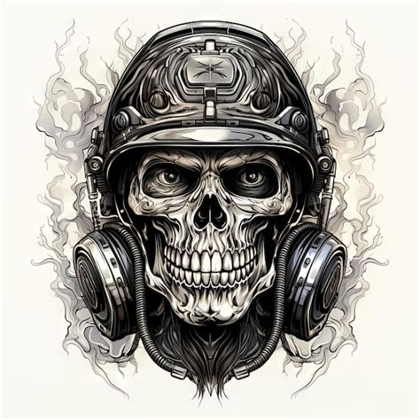 Premium AI Image | Illustration of a styled skull art tattoo design