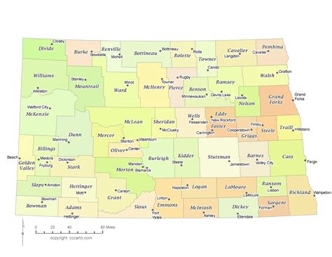 North Dakota Map With Counties