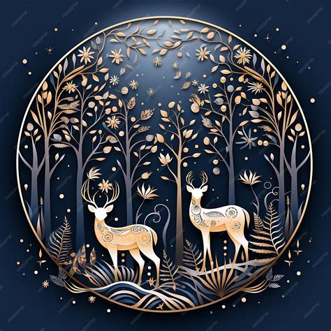 Premium AI Image | Design of Moonlit Woodland Creatures Trees Forest ...