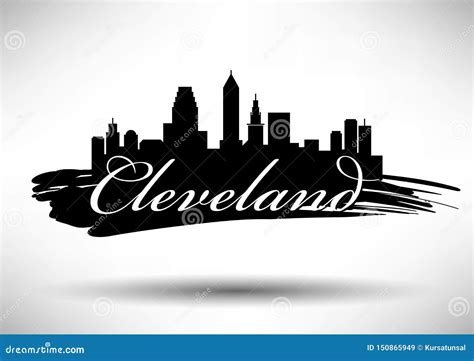 Cleveland City Skyline Horizontal Banner. Vector Illustration ...