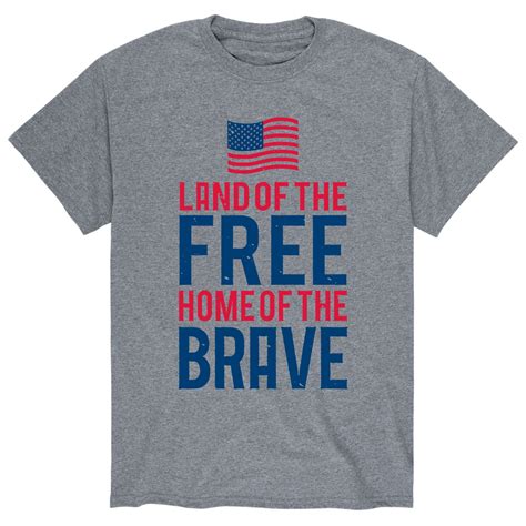 Instant Message - Land Free Home Brave Flag - Men's Short Sleeve Graphic T-Shirt - Walmart.com