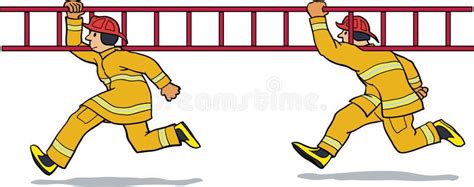 Firemen Running with Ladder Stock Vector - Illustration of building, fires: 18883094