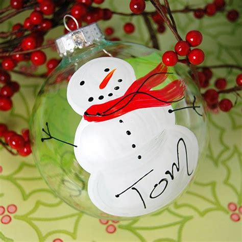 Personalized Hand Painted Snowman Glass Ornament