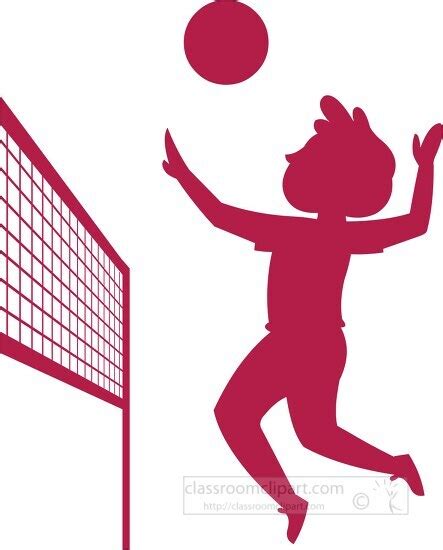 Sport Silhouette Clipart-silhouette volleyball player jumps to hit ball over net clip art