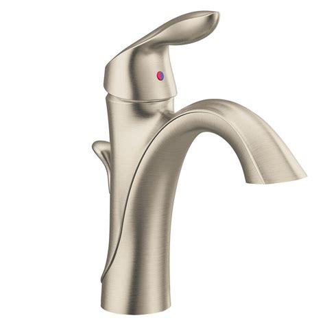 MOEN Eva Single-Handle Single Hole High-Arc Bathroom Faucet in Brushed ...