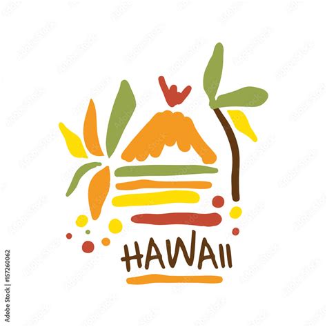 Hawaii tourism logo template hand drawn vector Illustration Stock Vector | Adobe Stock