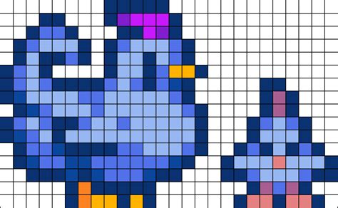 Stardew Valley Blue Chicken Perler Bead Pattern | Bead Sprites | Animals Fuse Bead Patterns