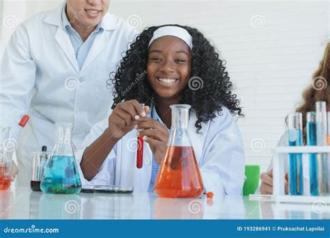 Little African Black Kids Learning Chemistry in School Laboratory Stock Image - Image of ...