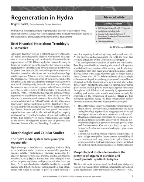 (PDF) Regeneration in Hydra