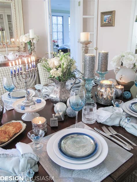 Candlelit Festival of Lights Hanukkah Table Setting