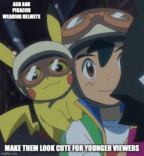 Ash and Pikachu With Helmets - Imgflip