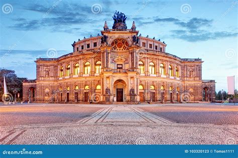 Semperoper Opera Building at Night in Dresden Stock Image - Image of ...