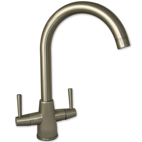 Harris Brushed Steel Twin Handle Swivel Spout Kitchen Sink Mixer Tap - Kitchen from TAPS UK