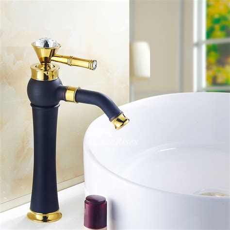 Gold Copper Bathroom Faucet Matte Black Tall Vessel Sink Faucet Kitchen ...