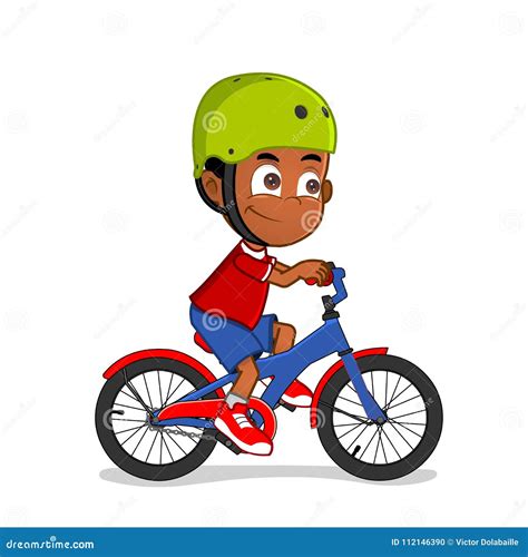 African American Boy Riding a Bicycle Stock Illustration - Illustration of isolated, person ...