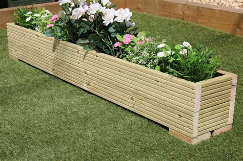 1 METRE LARGE WOODEN GARDEN TROUGH PLANTER MADE IN DECKING BOARDS - 32cm Width - 100cm Planters