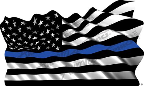 Waving American Flag Black Blue Stripe - Aurora Graphics
