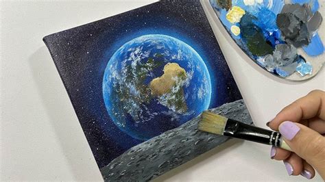 Planet earth painting/ acrylic painting tutorial for beginners/step by ...