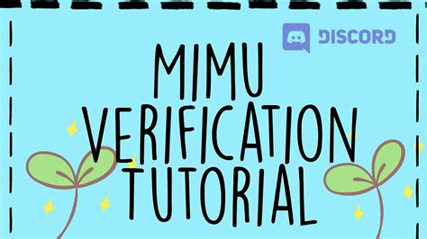 [EASY] how to make a verification system with mimu in 5 minutes | MIMU DISCORD BOT TUTORIAL Pt ...