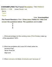 1 - Video Lesson Oversimplified The French Revolution Part 1 EDITABLE 1 ...