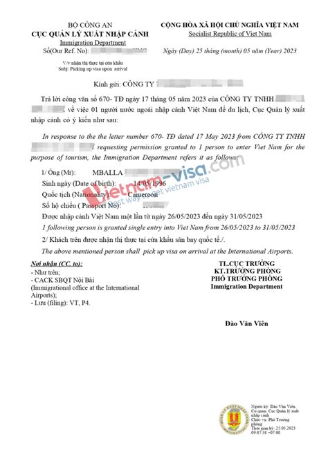 Vietnam visa approval letter - Updated details 2025