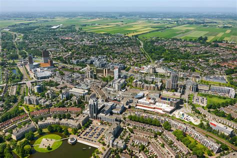 aerial view The city center of Zoetermeer, south Holland, the Netherlands