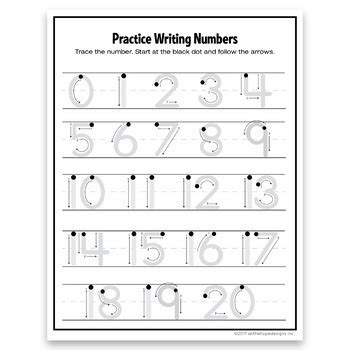 Writing Numbers 1-20 | Tracing Numbers 1-20 | Formation, Trace and Free Hand