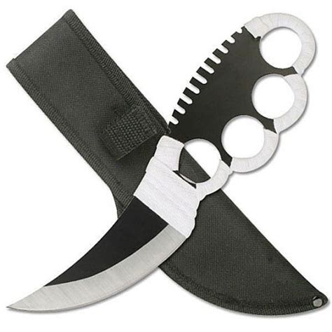 Metal Ninja Fighter Knife w/ Knuckle Guard & Sheath - Edge Import