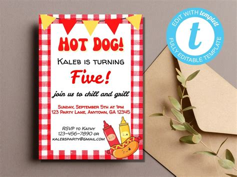 Hot Dog Birthday Party Invitation Template, Hot Dog Birthday Party ...