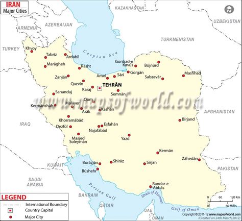 Iran Cities Map, Cities in Iran