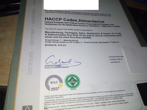 HACCP Certificate - Advanced Assessment Services