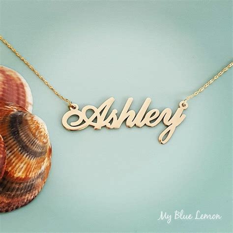 Order any name for your solid 14K gold Ashley style nameplate necklace ...