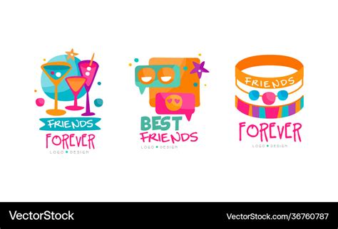 Friends forever logo design with cocktails and Vector Image