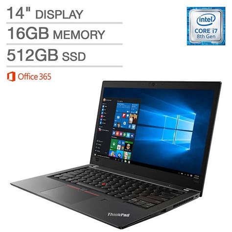 Lenovo ThinkPad T480S Laptop: Core i7-8550U, 16GB RAM, 512GB SSD, 14" Full HD Display - Walmart ...