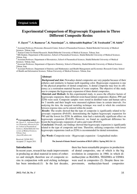 (PDF) Experimental Comparison of Hygroscopic Expansion in Three ...