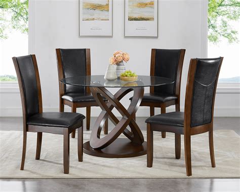 Roundhill Furniture Cicicol 5 Piece Round Faux Leather Upholstered Dining Table Set - Walmart.com