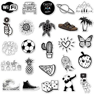 50-Pack Black White Vsco Stickers Fresh Laptop Bottle Stickers Aesthetic Decals | eBay