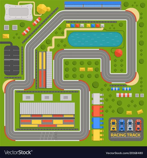 Race car sport track curve road top view Vector Image