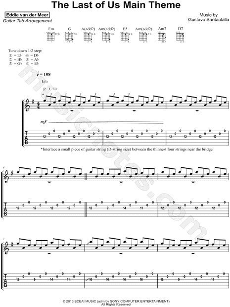 Eddie van der Meer "The Last of Us (Main Theme)" Guitar Tab in E Minor ...