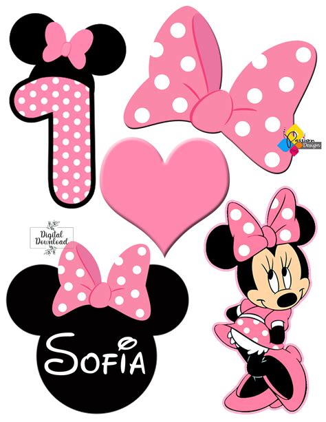 Printable MINNIE MOUSE Pink Birthday Cake Toppers. Party - Etsy Ireland