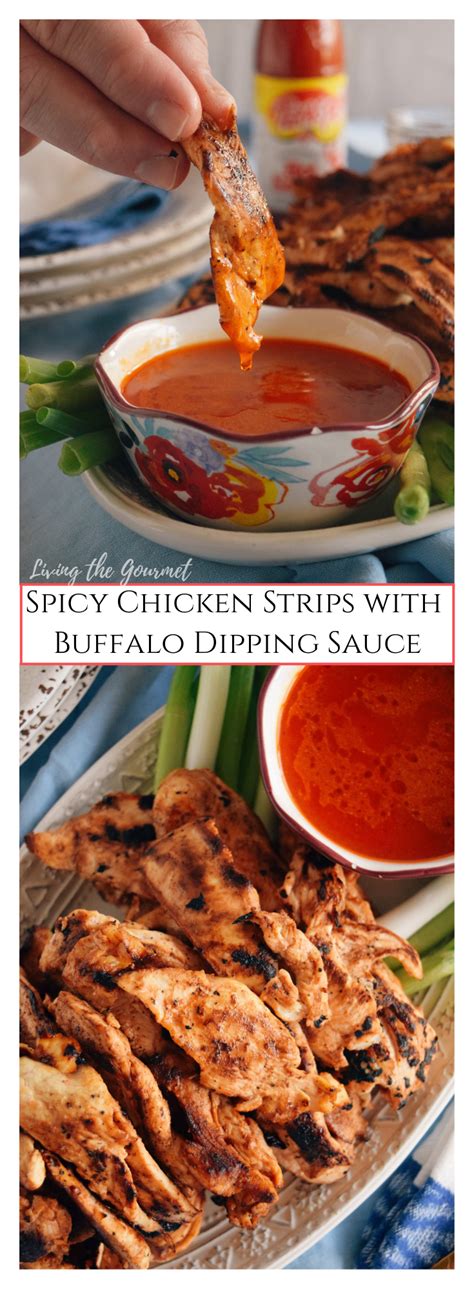 Spicy Chicken Strips with Buffalo Dipping Sauce - Living The Gourmet