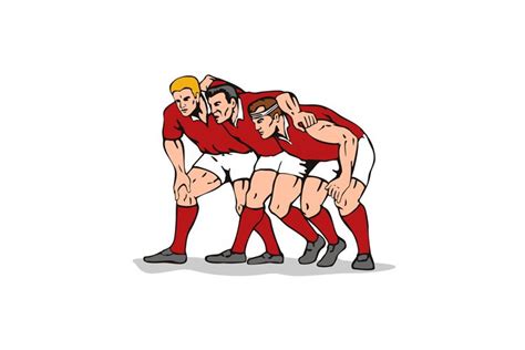 Rugby Player Scrum Retro