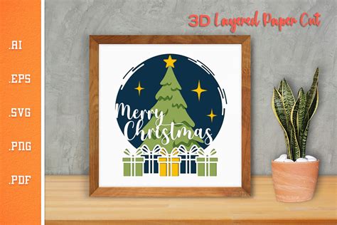 Merry Christmas Tree - 3D Paper Cut 4 Graphic by Slim Studio · Creative ...