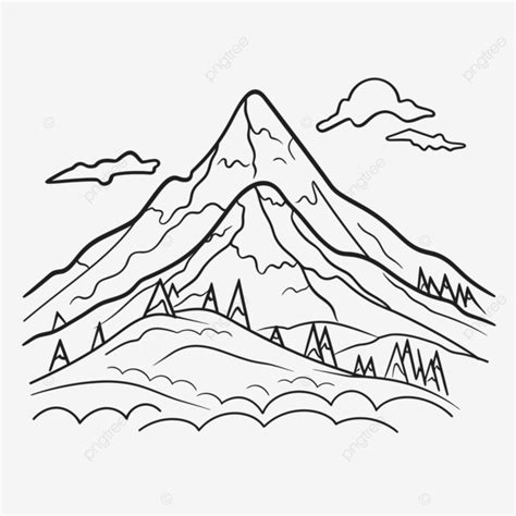 Simple Mountain Line Drawing Outline Sketch Vector, Mountain Drawing, Wing Drawing, Mountain Pic ...