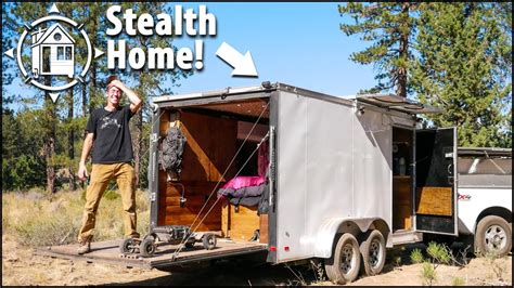 He lives in cargo trailer & it’s actually nice?? DIY Tiny Home - YouTube