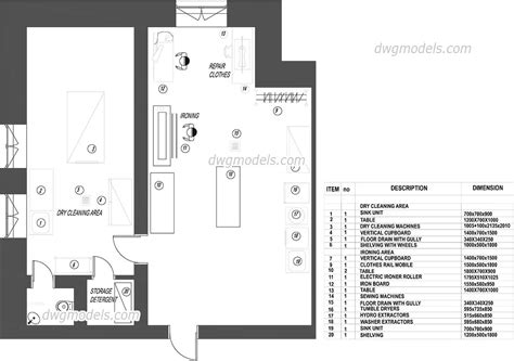 Laundry DWG, free CAD Blocks download