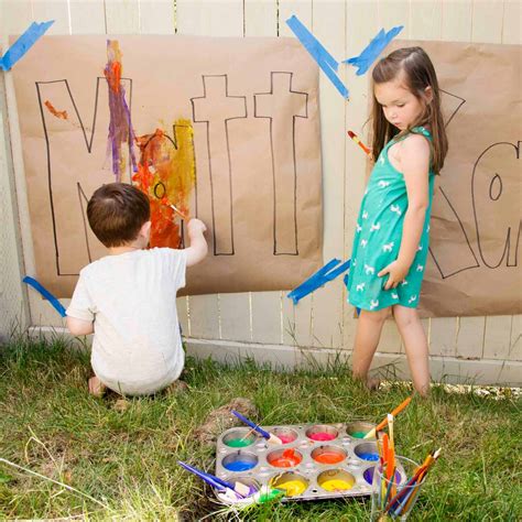 Outdoor Name Art Painting Activity for Kids - Sunshine Billingual The Blog